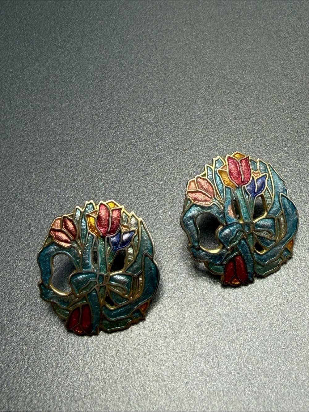 💙💙2/$20 Floral Cloisonné  Multicolor Enamel Stud Earrings